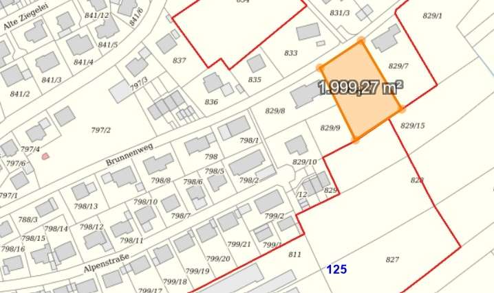 Auszug Lageplan Brunnenweg Wohngrundst�ck Erbach