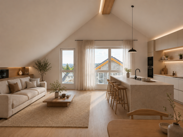 Wohn- und K�chenbereich (Wohnbeispiel KI) Neu-Ulm Dachgeschosswohnung *ARCHIV* Endspurt! Die letzte Wohnung im Neubauprojekt - Lupinenweg Pfuhl