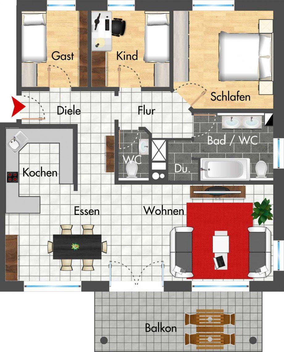 Grundriss Etagenwohnung Illerkirchberg