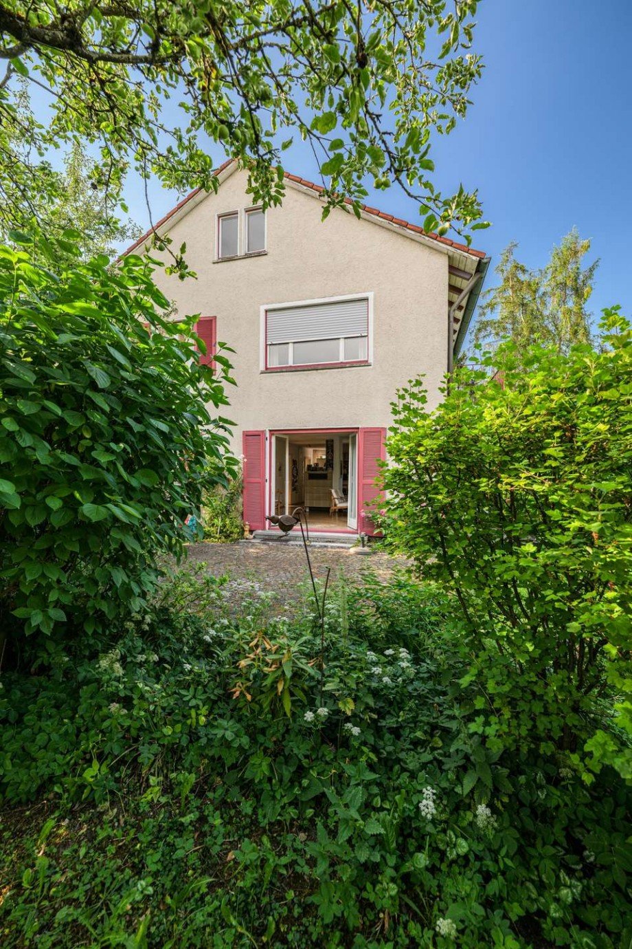 Terrasse Richtung Haus Einfamilienhaus Ulm