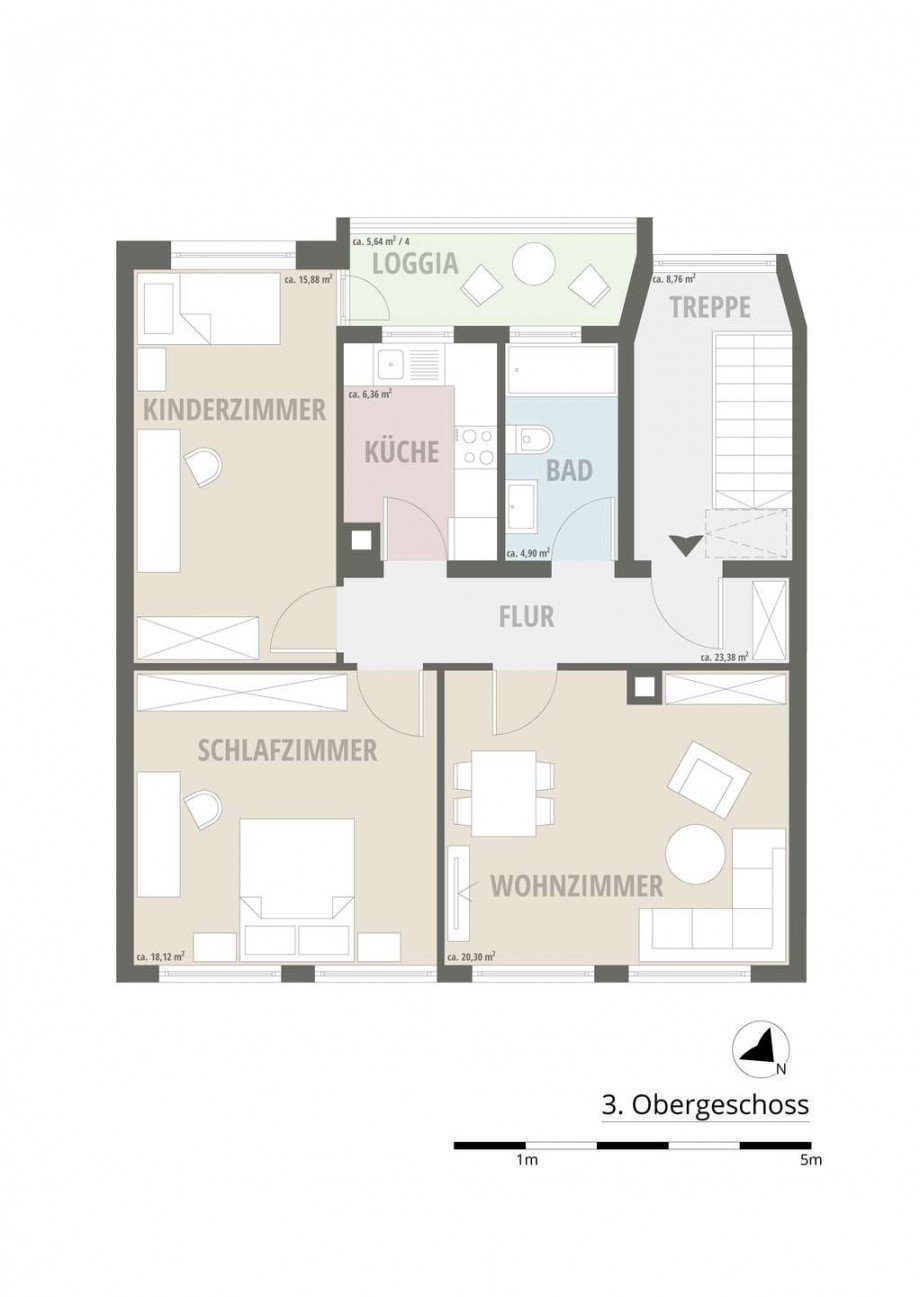 Grundri� Dachgeschoss Etagenwohnung Neu-Ulm