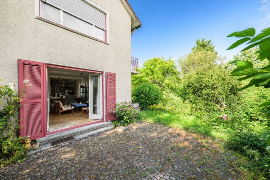 Terrasse vom Wohnzimmer Einfamilienhaus Ulm