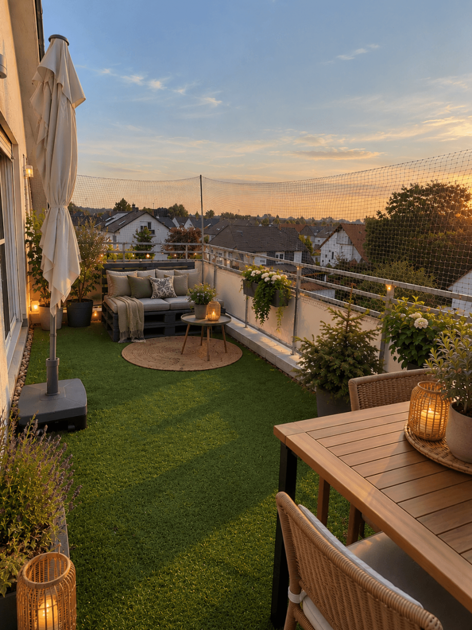 Balkon 1 Beispielm�blierung Maisonettewohnung Neu-Ulm